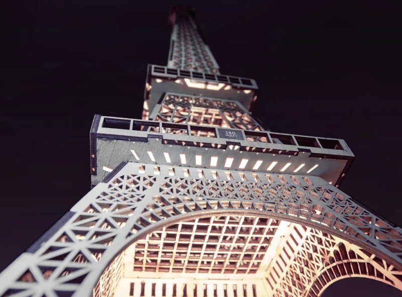 Laser Cut Eiffel Tower Free Vector Download - 3axis.co - 3D model önizlemesi