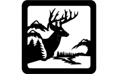 Deer Sitting Scene dxf File