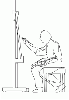 Artist Painting DXF File