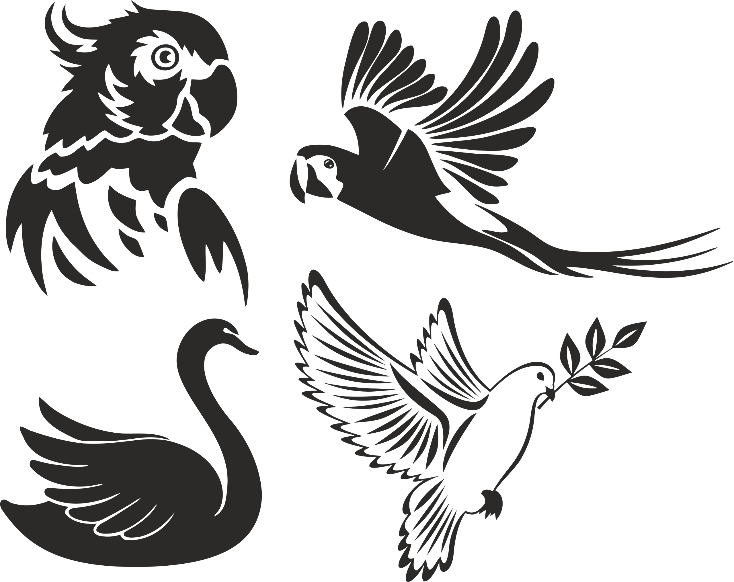 Birds Stencils Free Vector cdr Download - 3axis.co
