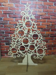 Laser Cut Wooden Decorative Christmas Tree Free Vector