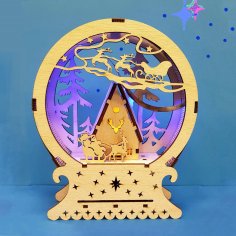 Laser Cut Christmas Gift New Year Night Lamp Free Vector