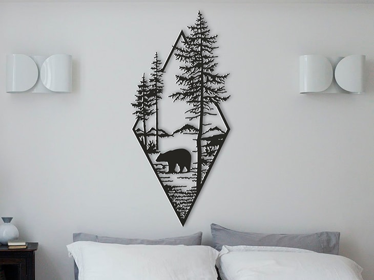 Laser Cut Bear In The Woods Wall Decor SVG File