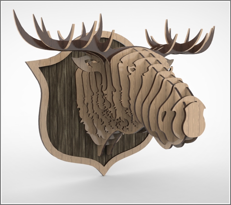 Laser Cut Elk Head Trophy DXF File