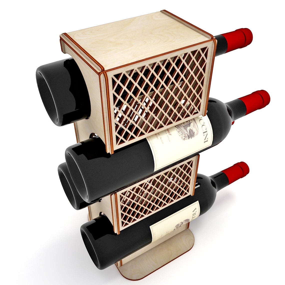 Laser Cut Wooden Wine Rack Wine Holder Wine Bottle Stand Display Stand Free Vector