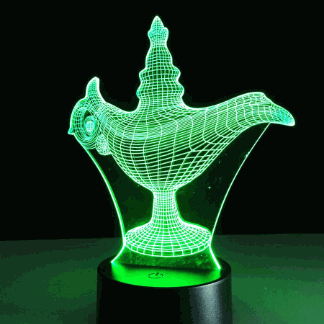 Laser Cut Aladdin 3D Illusion Lamp Free Vector