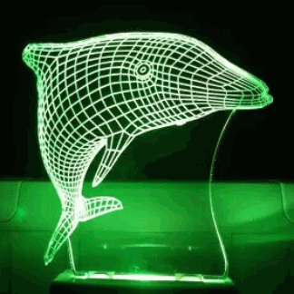 Laser Cut Dolphin 3D Illusion Lamp Free Vector