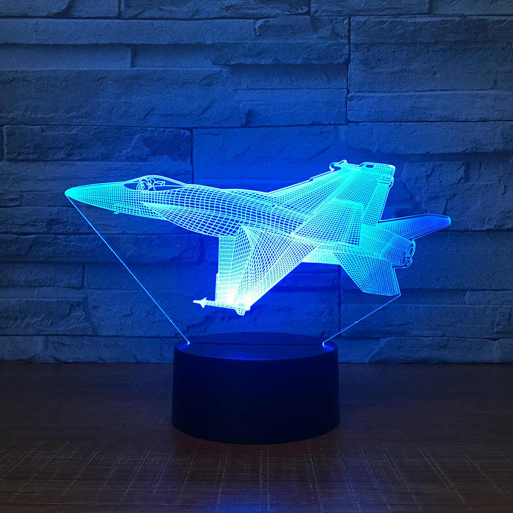 Aircraft Jet Model Airplane 3d Night Light Desk Lamp Laser Cut