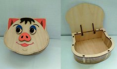 Plywood Pig Box With Lid Laser Cutter Project Free Vector