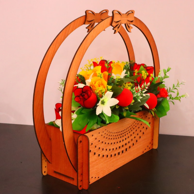 Laser Cut Flower Basket Plywood 4mm DXF File