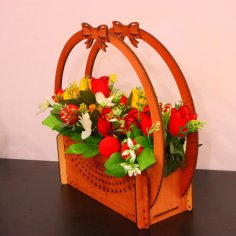 Laser Cut Flower Basket Plywood 4mm DXF File