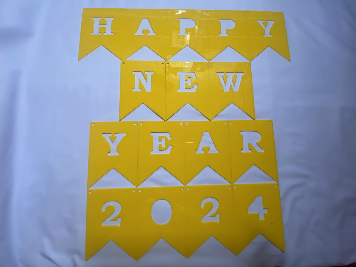 Laser Cut Happy New Year Banner Bunting Hanging Decor Free Vector