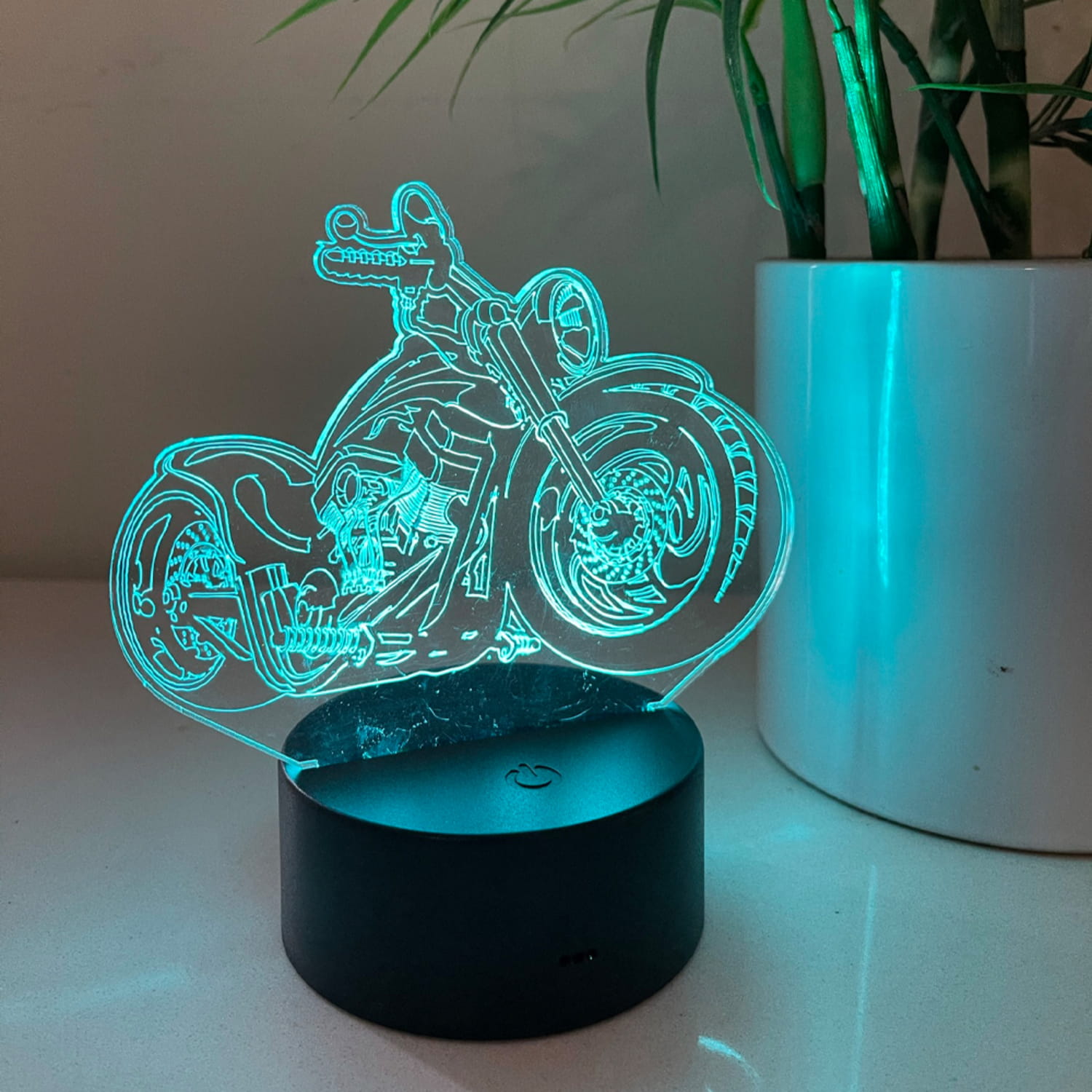 Laser Cut Motorbike 3D Illusion Lamp Free Vector
