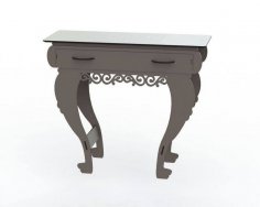 Laser Cut Wooden Table with Drawers Free Vector