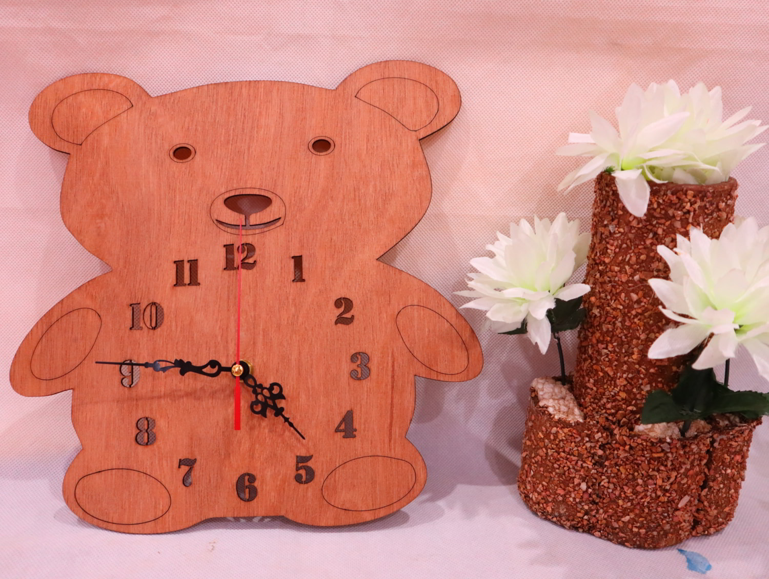Laser Cut Teddy Bear Clock Free Vector