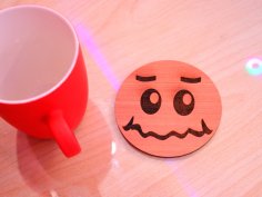 Laser Cut Smiley Face Coaster Free Vector