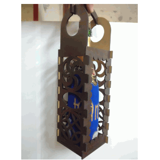 Laser Cut Decorative Wine Bottle Gift Box Free Vector