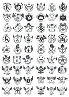 Template of Heraldic Emblems Free Vector