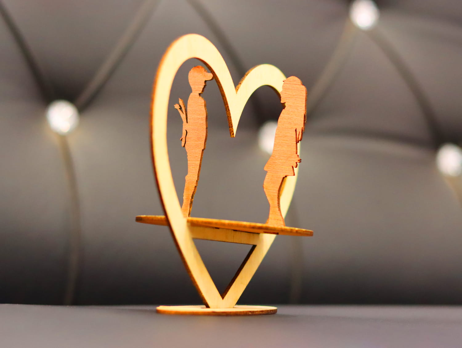 Laser Cut Couple With Heart 3mm Free Vector