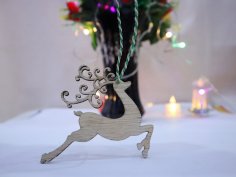 Laser Cut Christmas Reindeer Ornament Free Vector