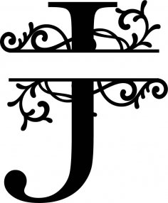 Split Monogram Letter J DXF File
