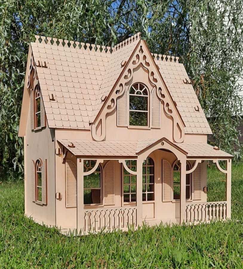 Laser Cut Two Storey Wooden Toy House 2 Story Dollhouse Free Vector