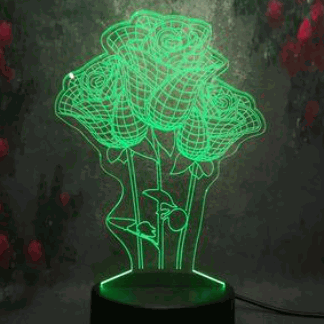 Laser Cut Roses Flower 3D Illusion Lamp Free Vector
