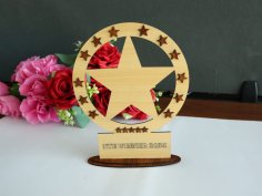 Laser Cut Wooden Star Award Trophy Free Vector