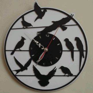 Laser Cut Birds Wall Clock Free Vector