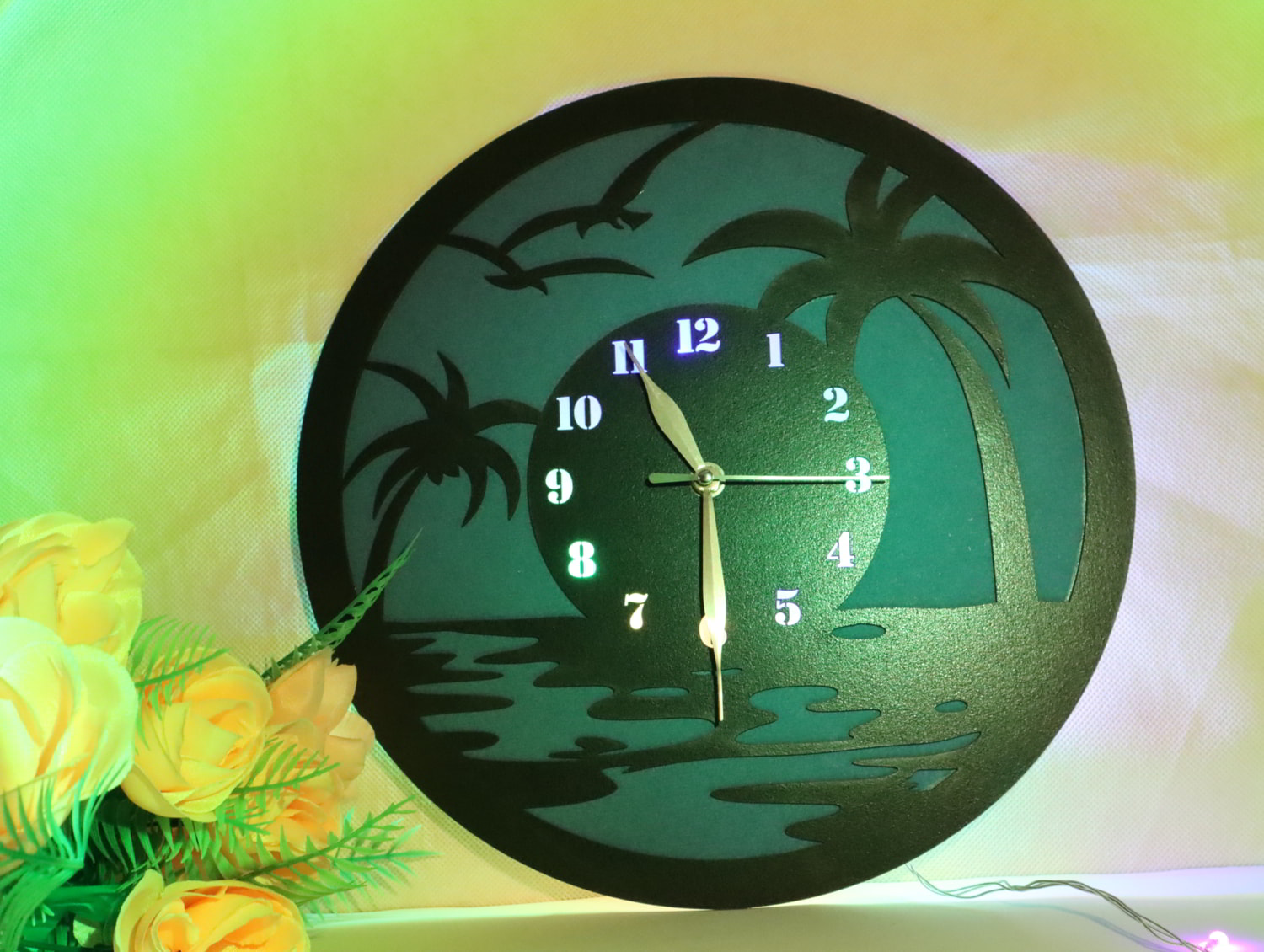 Laser Cut Beach Themed Wall Clock Free Vector