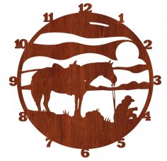 Laser Cut Cowboy Wall Clock Western Horse Clock Free Vector
