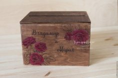 Box With Roses Laser Cut Free Vector
