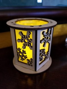 Laser Cut Snowflake Votive Lantern DXF File