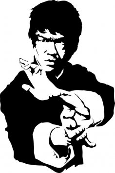 Bruce Lee Black and white vector dxf File
