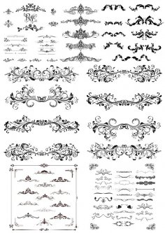 Swirl Floral Borders and Ornaments Free Vector