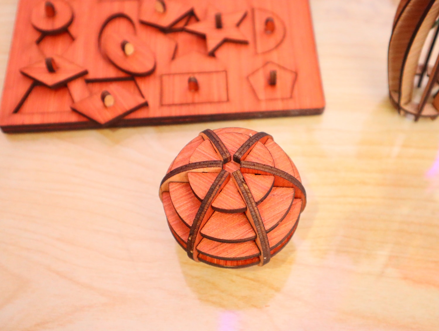 Laser Cut Wooden Puzzle Ball 4mm Free Vector