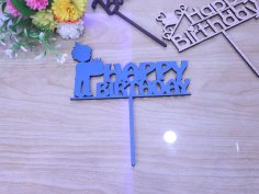 Laser Cut Boy Birthday Cake Topper Free Vector