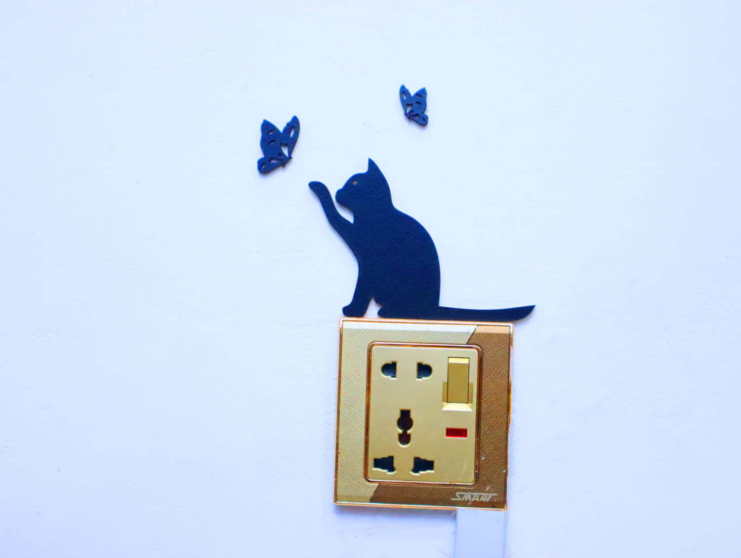 Laser Cut Cat Butterfly Wall Decor Free Vector