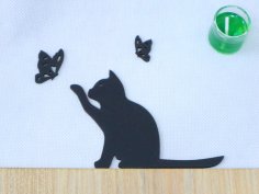Laser Cut Cat Butterfly Wall Decor Free Vector