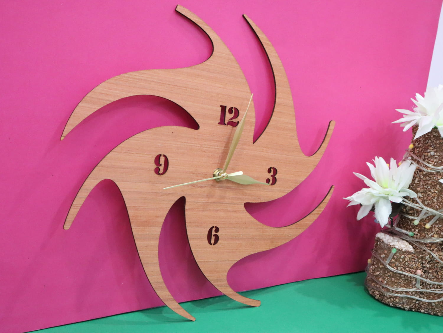 Laser Cut Unusual Wood Clock Unique Wall Decor Free Vector