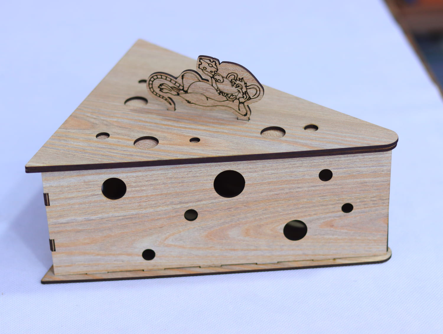Laser Cut Mouse Cheese Box MDF 3mm Free Vector