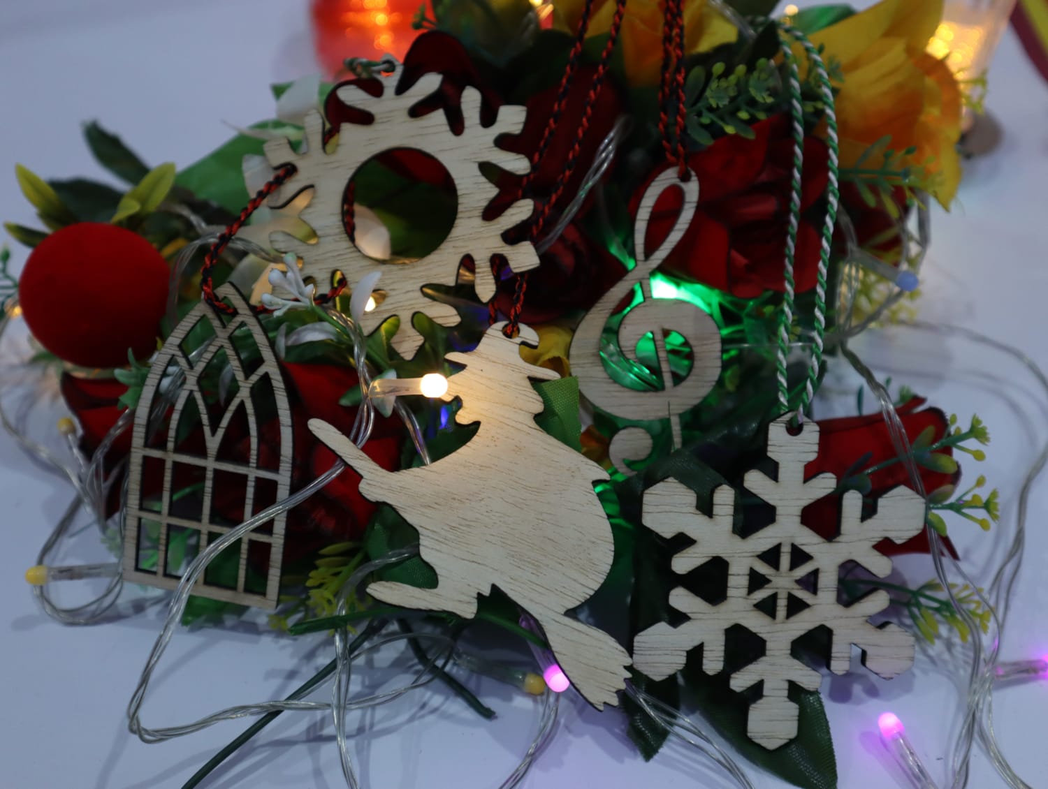 Laser Cut Christmas Ornament Set Tree Decorations Free Vector