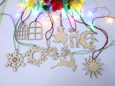 Laser Cut Christmas Ornament Set Tree Decorations Free Vector