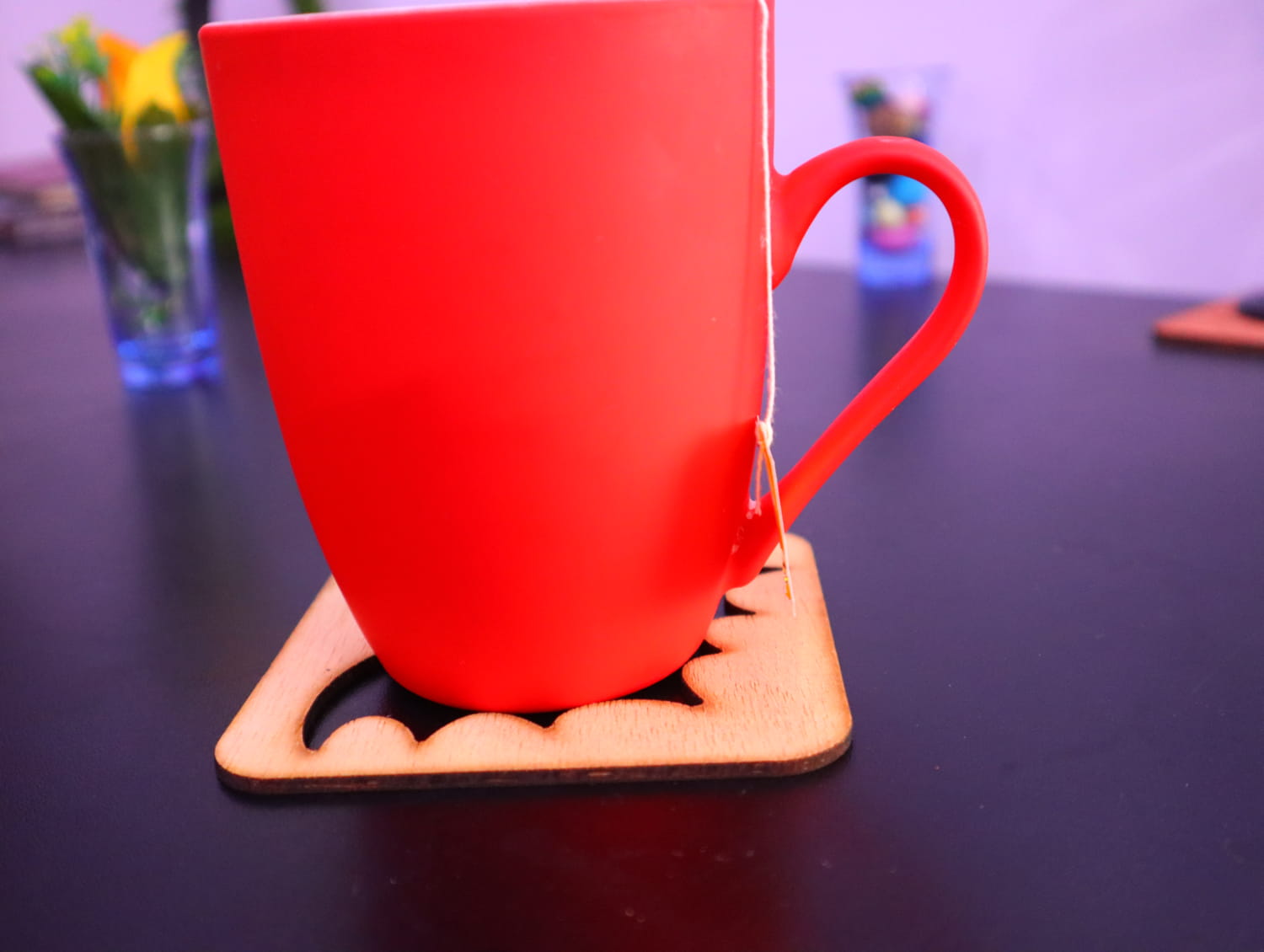 Laser Cut Wooden Bat Tea Coaster Free Vector
