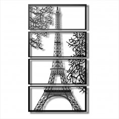 Laser Cut Eiffel Tower View Multi Panel Canvas Wall Art Free Vector
