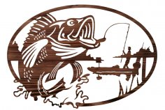 Fisherman Mural Wall Decor Laser Cutting Template Free Vector