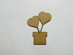 Laser Cut Unfinished Wooden Heart Flower Pot Cutout Free Vector