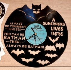 Laser Cut Batman Vinyl Record Wall Clock Free Vector