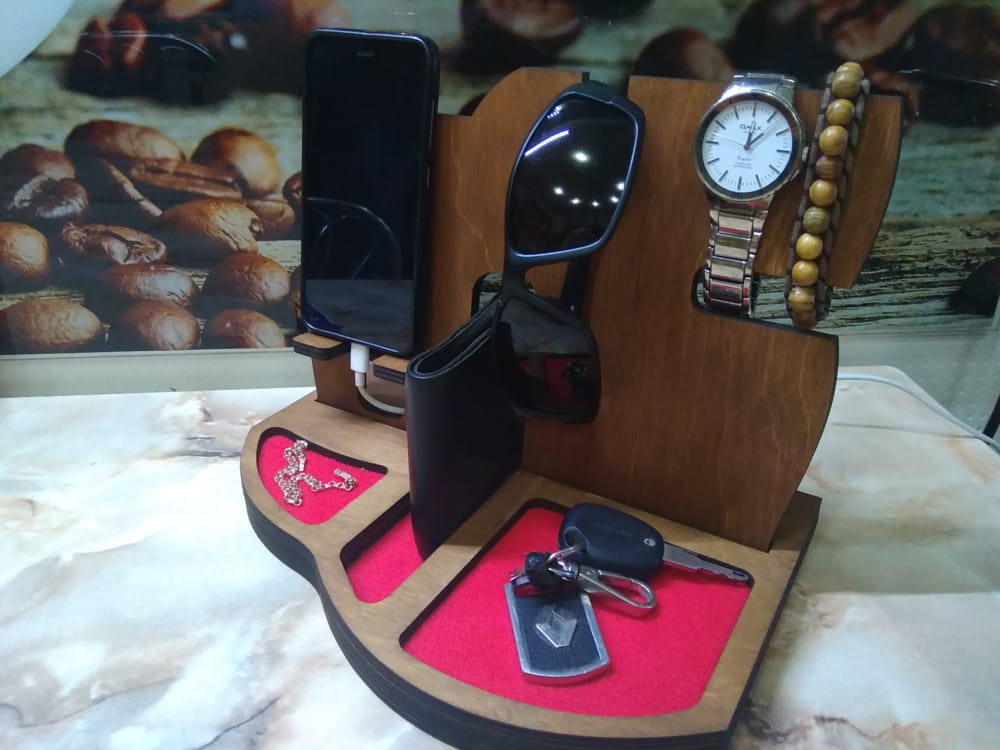 Laser Cut Nightstand Organizer Docking Station Free Vector cdr Download - 3axis.co - 3D model önizlemesi