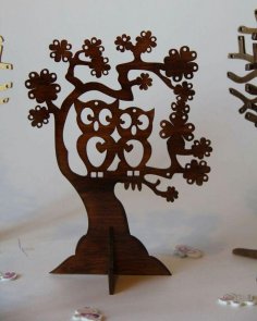 Laser Cut Owl Jewelry Holder Tree Jewelry Display Stand Free Vector